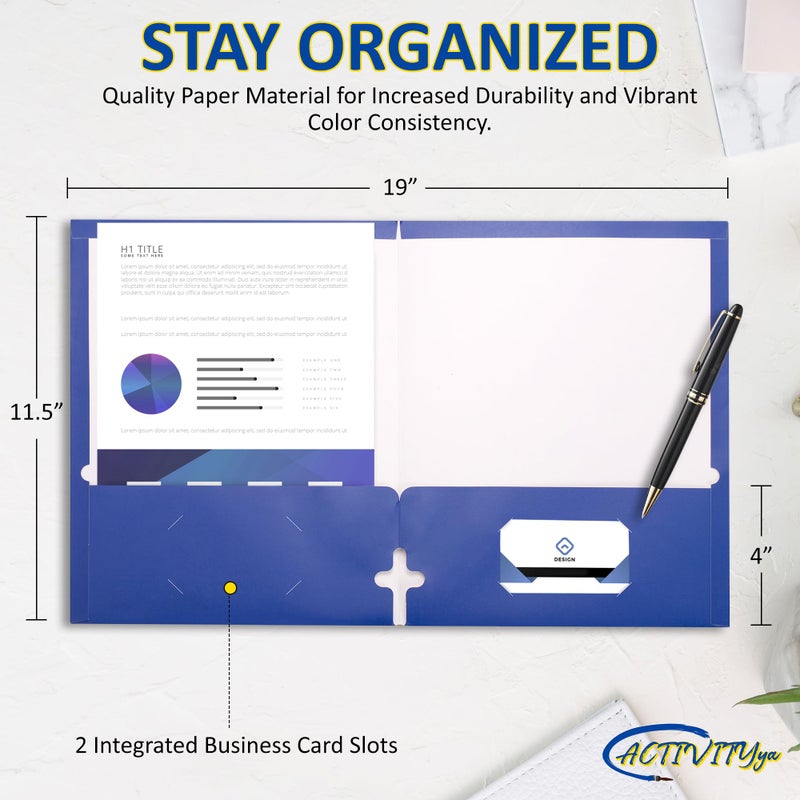 ACTIVITYYA 10 Pack Two Pocket Folders  Blue  Strong Thick Paper Folders  for Letter Size  by ACTIVITYya - Image 2
